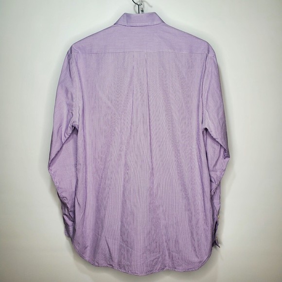Gitman Bros. Purple Checkered Button Up Dress Shirt Men's Sz Large - Picture 6 of 6